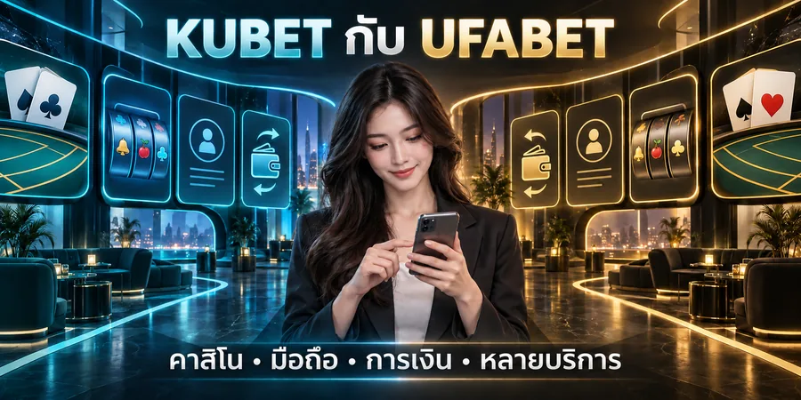ผู้รีวิวหญิงถือสมาร์ตโฟนเปรียบเทียบ KUBET กับ UFABET ด้านคาสิโน มือถือ การเงิน และการใช้หลายบริการ