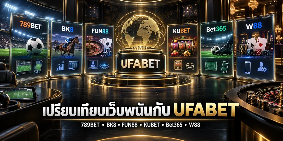 เปรียบเทียบเว็บพนันกับ UFABET ห้องวิเคราะห์ที่มี UFABET เป็นศูนย์กลางและแผง 789BET, BK8, FUN88, KUBET, Bet365 และ W88