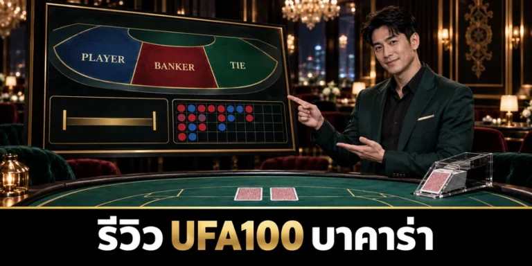 รีวิว UFA100 บาคาร่าออนไลน์ เส้นทางสำหรับมือใหม่ โต๊ะสด ลิมิต และข้อมูลก่อนเล่น