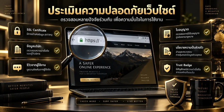 เช็กลิสต์ประเมินความปลอดภัยเว็บไซต์จาก HTTPS ข้อมูลบริษัท รีวิว และนโยบาย