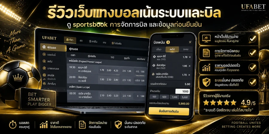 เกณฑ์รีวิวเว็บแทงบอลจาก Sportsbook ราคาบอล การจัดการบิล และการใช้งาน
