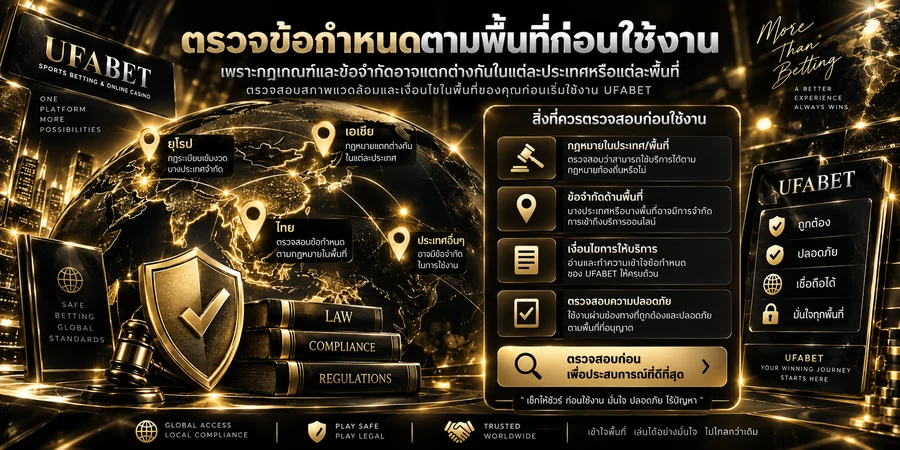 ตรวจข้อกำหนดและกฎหมายการพนันตามประเทศหรือพื้นที่ก่อนใช้งาน